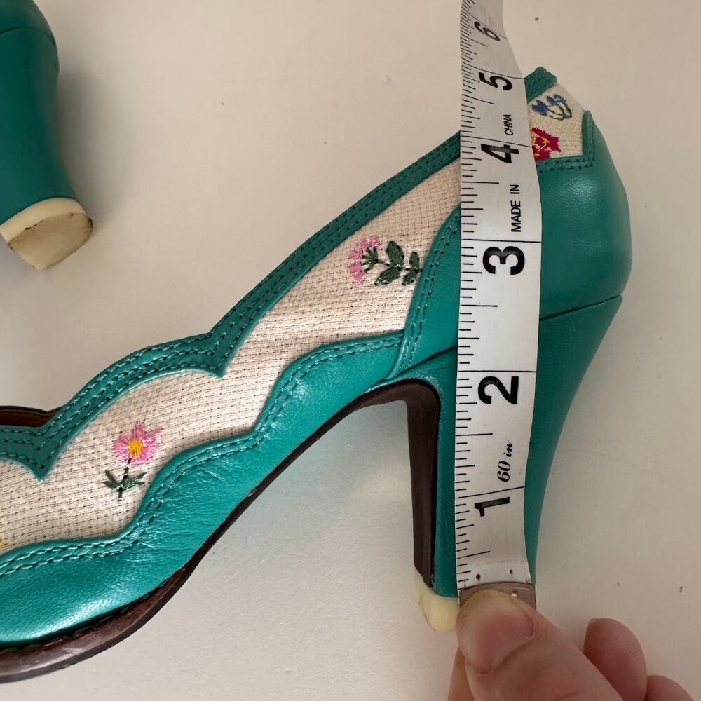 Miss L Fire Home Sweet Home Peep Toe Heels Retro Needlepoint Size EU 36 US 6 - Picture 10 of 12